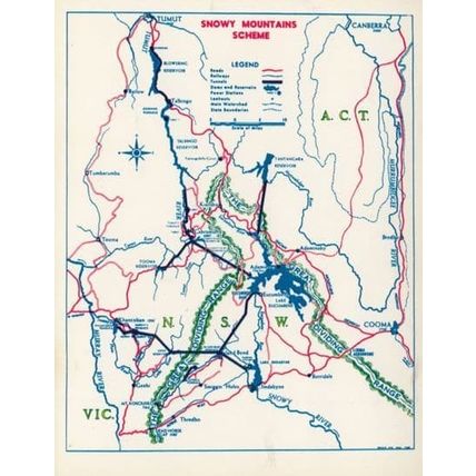 Australia The Snowy Mountains Region MAP Australian Postcard