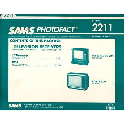 SAMS PHOTOFACT Set Number 2211 January 1984 FREE Shipping