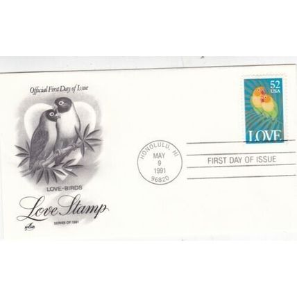 United States 1991 Love FDC Honolulu cancel unaddressed VGC