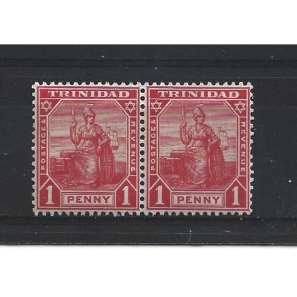 Trinidad.SG147 1d Britannia (Rose-Red) Pair.Mounted Mint.Aug24a