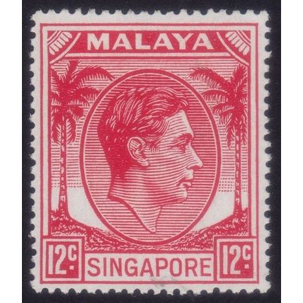 SINGAPORE 1952 KG6 12c Sc#10 - MH=HR @N811