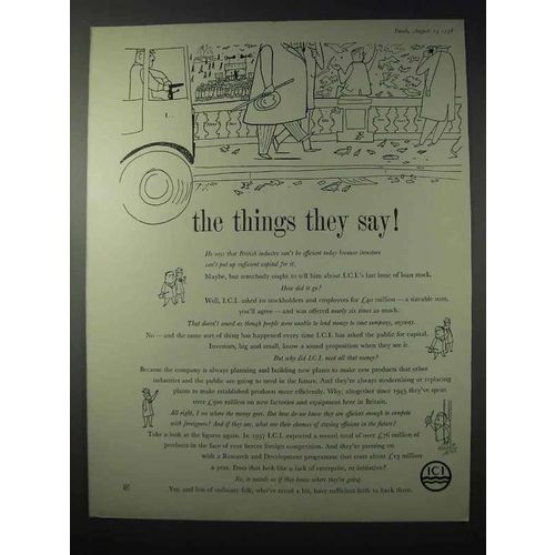 1958 ICI Imperial Chemicals Industries Ad - Things They Say