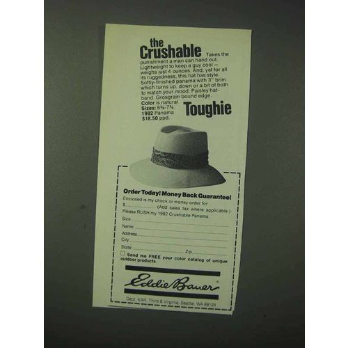 1978 Eddie Bauer Crushable Panama Hat Ad - Toughie