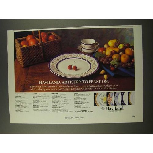 1986 Haviland Limoges Porcelain Ad - Malmaison Pattern