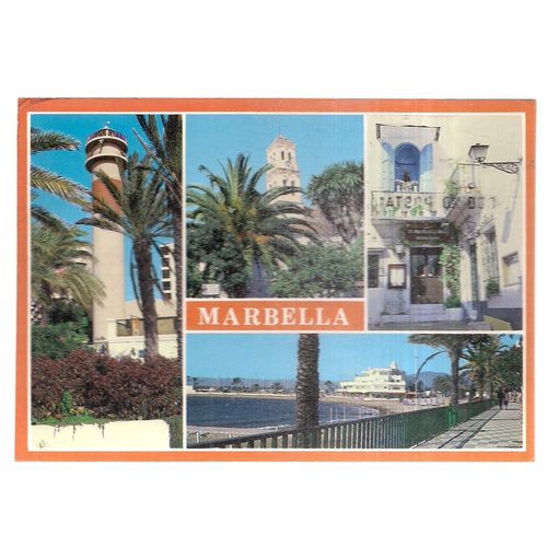 multiview, MARBELLA, Spain postcard posted 1986 postmark =
