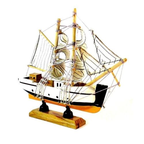 ENDEAVOUR SAILBOAT WHITE/ORANGE WOOD SAILBOAT, COLLECTOR'S MODEL