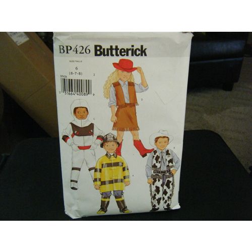Butterick BP426 Kid's Fireman, Astronaut, Cowboy-girl Costume Pattern - Size 6-8