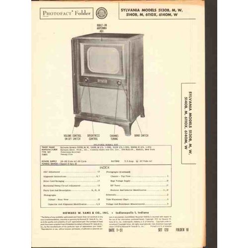 SYLVANIA model 5130 5140 6110 6140 BMW series TV Sams Photofact manual