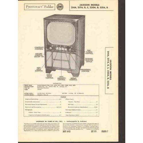 JACKSON model 214 217 220 221 series television Sams Photofact manual