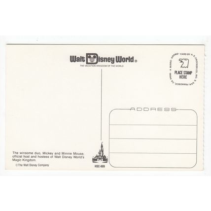 Mickey Mouse & Minnie Postcard Walt Disney World