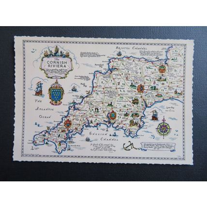 The Cornish Riviera, Cornwall Map Postcard #3