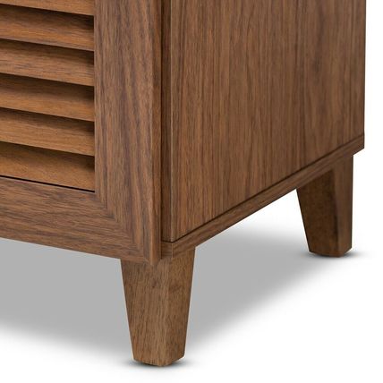 Gray Walnut White Oak Vented Shoe Storage Cabinet 45.25" Tall 4 Shelves Drawers