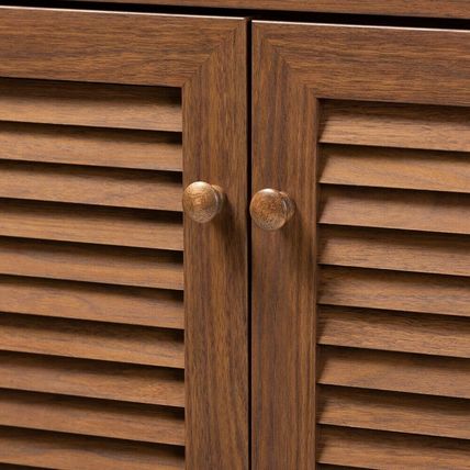 Gray Walnut White Oak Vented Shoe Storage Cabinet 45.25" Tall 4 Shelves Drawers