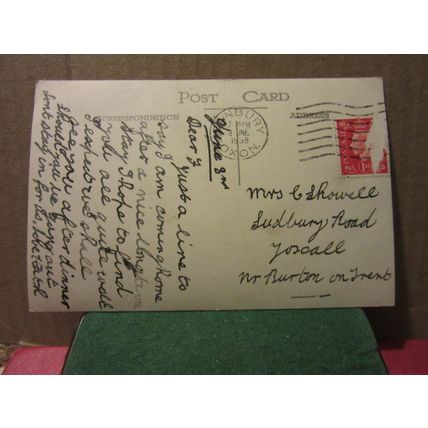 ST. MARY'S CHURCH, BANBURY, OXON. used vintage postcard RP .. 1938 pm =