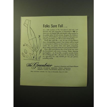 1950 The Greenbrier Resort Ad - Folks sure fall