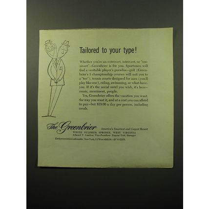 1950 The Greenbrier Resort Ad - Tailored to your type