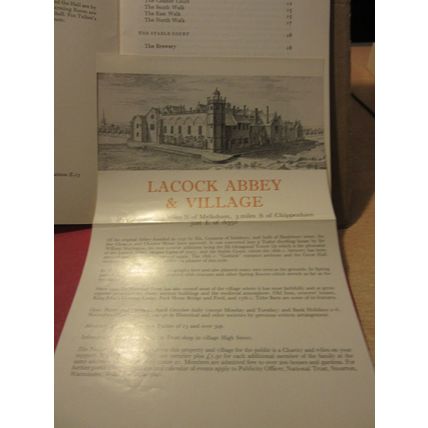 LACOCK ABBEY Wiltshire... guide book 1974 28 pages National Trust + leaflet #