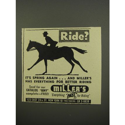 1953 Miller's Riding Clothes Ad - Ride?
