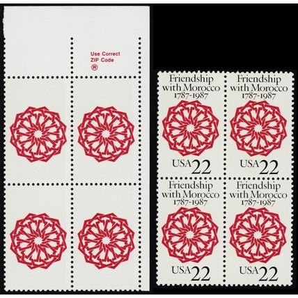 2349a, Mint VF NH 22¢ Black Color Omitted Block Error PFC Cert Stuart Katz