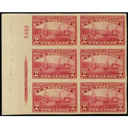 373, Mint XF NH 2¢ Left Side Plate Block of Six Stamps *** Stuart Katz
