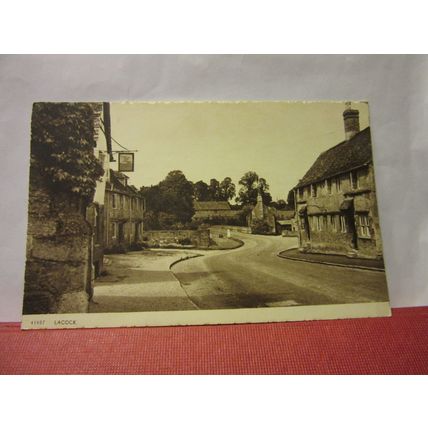 THE VILLAGE, LACOCK, WILTSHIRE. unused postcard by Harvey Barton 1950s =