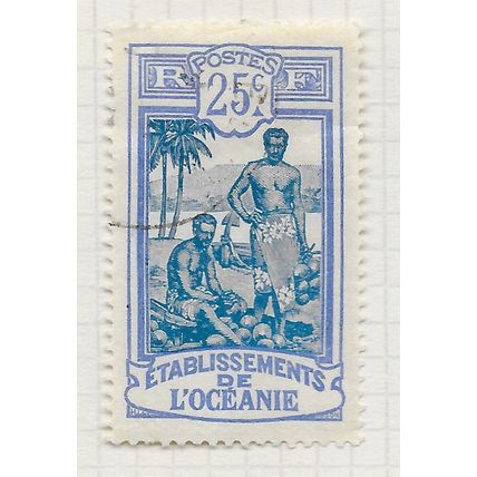 POLYNESIA OCEANIC SETTLEMENTS 1913 FRENCH FRANCE KANAKAS 25c