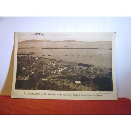 GIBRALTAR. View from MOORISH CASTLE used postcard vintage 1937 pm =