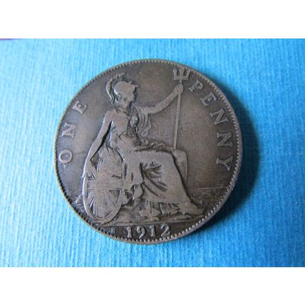 1912 H GEORGE V ONE PENNY HEATON MINT BIRMINGHAM FREE POST.