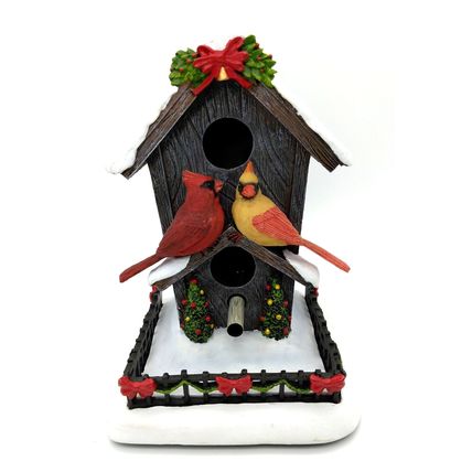 Hawthorne Village Cardinal Singing Birdhouse - Winter Birds/Seasonal Christmas