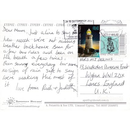Paphos Cyprus Postcard posted 2012 creased