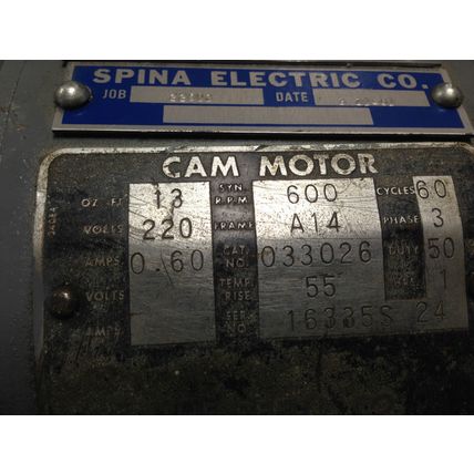spina MTR00616-1, spina MTR00616-2,PEELLE 033026 CAM MOTOR,220VAC,3PHASE,HF
