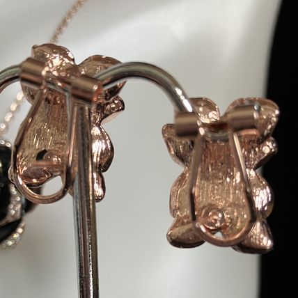 SET Necklace Earrings Black Rose with Rhinestone #940