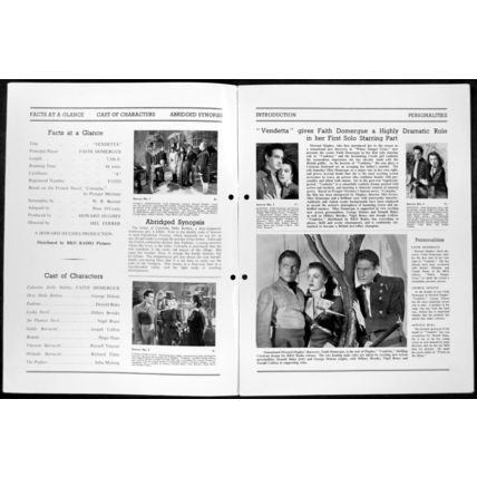 VENDETTA 1950 Faith Domergue, George Dolenz, Hillary Brooke UK CAMPAIGN BOOK