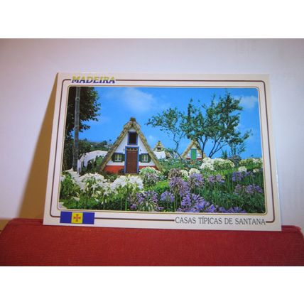 COTTAGES, SANTANA, MADEIRA, PORTUGAL used postcard 1991 pm =