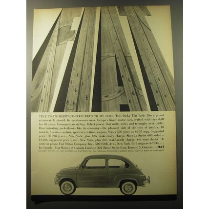 1960 Fiat Cars Ad - True to its heritage - well-bred to its core.