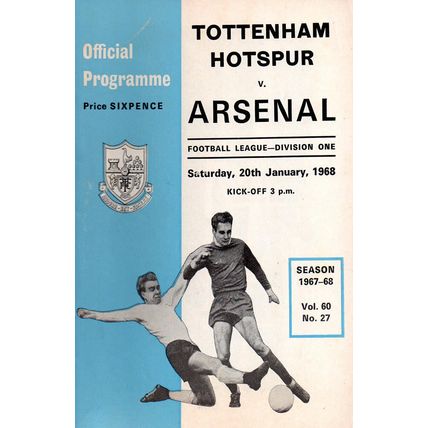 1967/68 Tottenham Hotspur / Spurs vs Arsenal **FREE P&P**