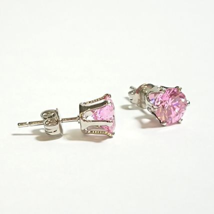 Sapphire Pink Topaz Round White Gold Plated 6mm Stud Earrings