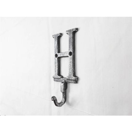 Pack Of 2] Rustic Silver Cast Iron Letter H Alphabet Wall Hook 6""