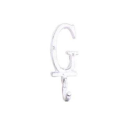 Pack Of 2] Whitewashed Cast Iron Letter G Alphabet Wall Hook 6""