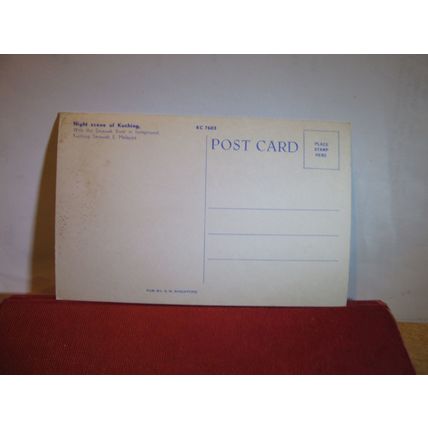 AT NIGHT, SARAWAK RIVER, KUCHING, SARAWAK, MALAYSIA unused postcard =