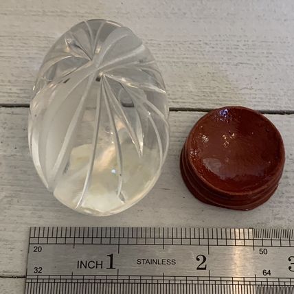 Vintage Ruckl Bohemian Czech Hand Cut Crystal Egg With Stand Original Box Label
