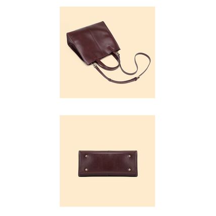 Women Genuine Leather Handbag Brown