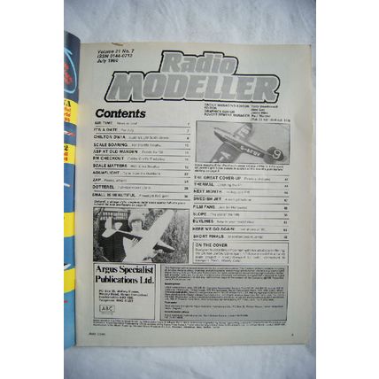 1986 Radio Modeller Magazine - July + plans of Dotterel Soarer