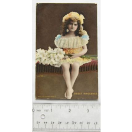 1909 postcard Girl Holding Flowers - Sweet Innocence