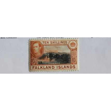 FALKLAND ISLANDS KGVI 1938 10/- BLACK & ORANGE-BROWN SG 162 Mounted Mint