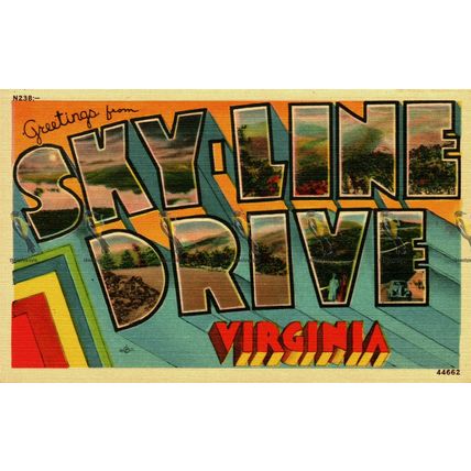 Greetings From Skyline Drive, Virginia, USA, Art Colortone Postcard, 1940/50s