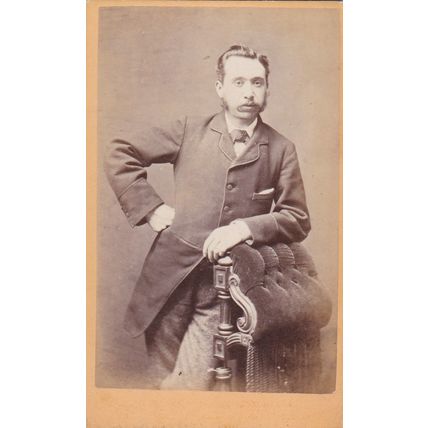 VICT. CDV PHOTO -MAN LEANING ON CHAIR BY G. FLETCHER,SCARBOROUGH