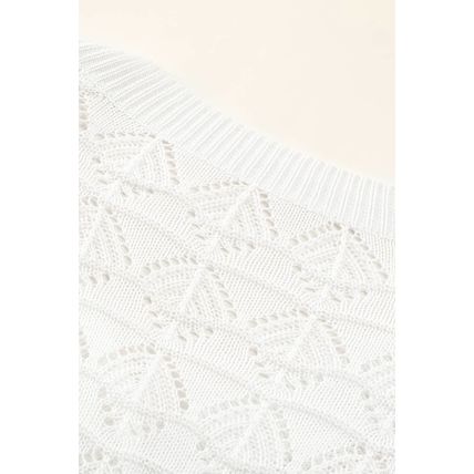 White Lightweight Buttoned Front Crochet Cardigan