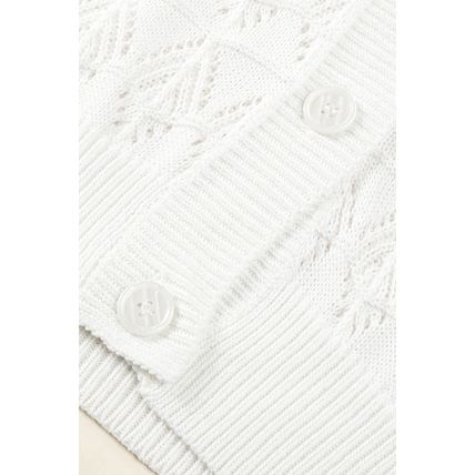 White Lightweight Buttoned Front Crochet Cardigan