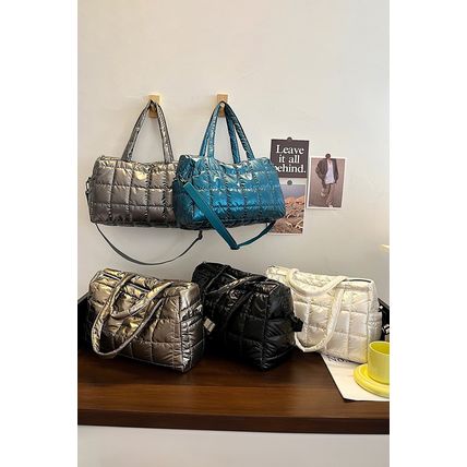Gold Large Capacity Quilted Puffer Tote Bag